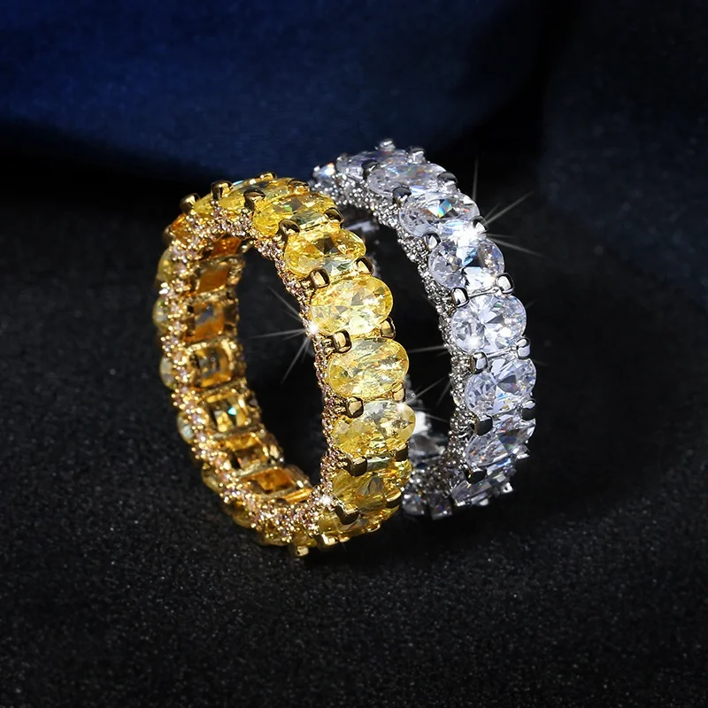 

Fashion Bling Large Zircon Gold and Silver Hip Hop Zircon Ring Engagement Jewelry Men's and Women's Ring Jewelry