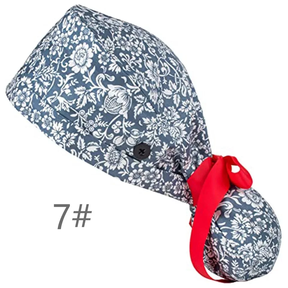 

Cartoon Printed Polyester Breathable Female Medical Nurse Cap, Solid dyed&printed