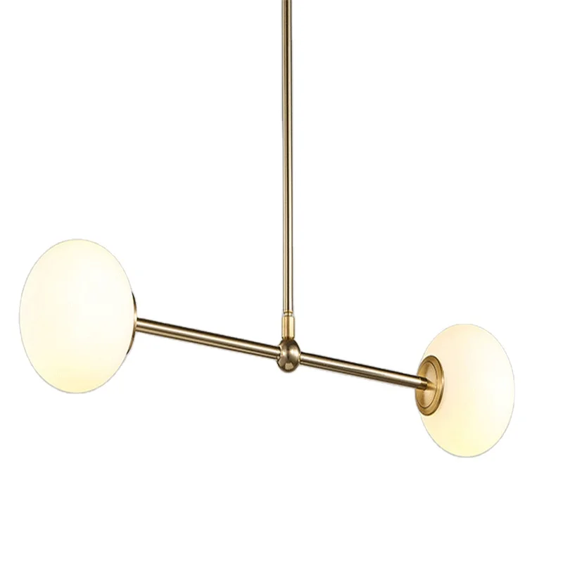 

Simig lighting wholesale Modern gold brass 2 lamp holders glass shade globe led hanging pendant lamp light, Golden