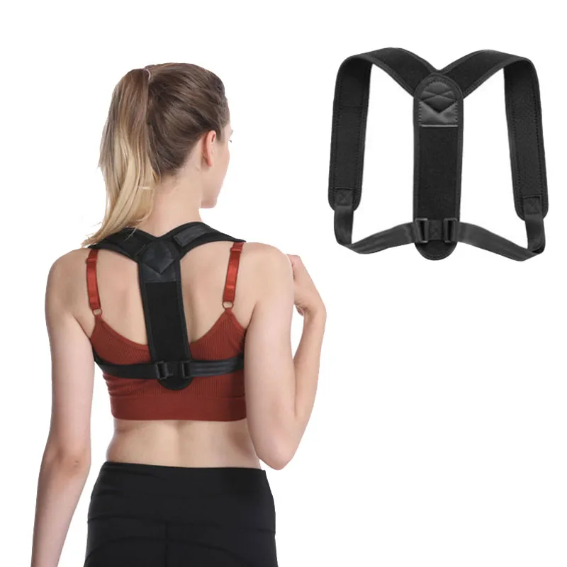 

New Design Adult Healthcare Adjustable Neoprene Elastic Back Brace Corrector Posture Shoulder Back Straightening Support Belt, Black,or custom color