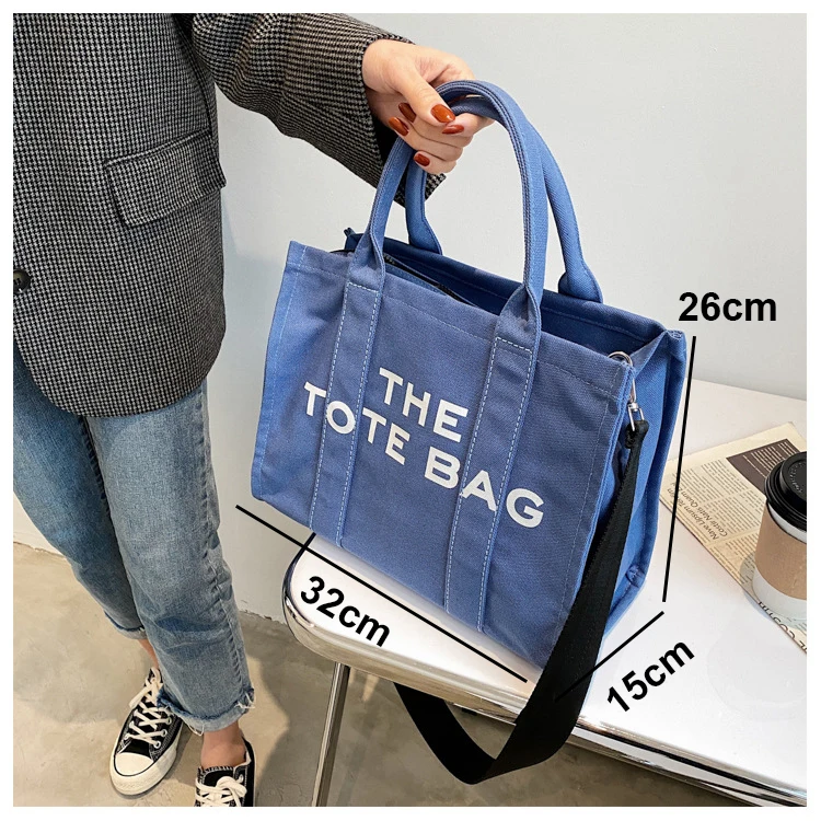 

Hot Selling Popular Organic Cotton Extra Large Shopping Bag Women Tote Bags Canvas Crossbody Bag For Women, Khaki/blue/rose red/black/off white