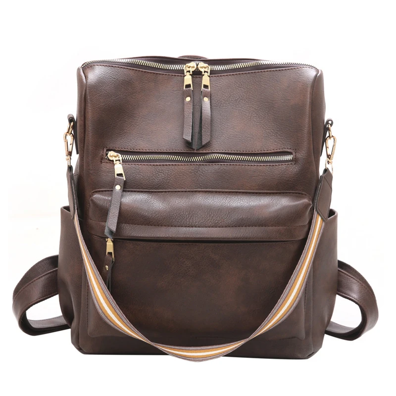 

ZHIYI RTS Fashion New Design Casual Shoulder Strap Large Capacity PU Back Pack Women Ladies Leather Backpack Bags For Girls, As shown