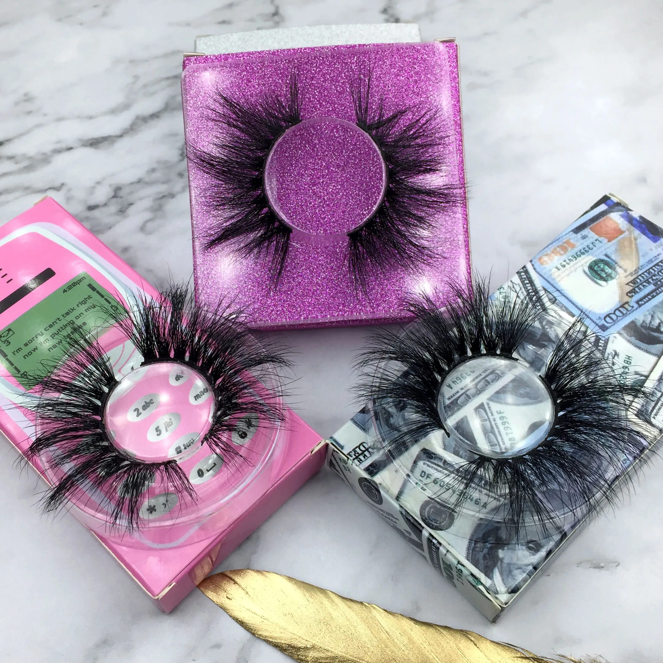 

AG82 Hybrid magnet packaging Factory custom made black short 3d 100% mink vendor curler eyelashes, Black color