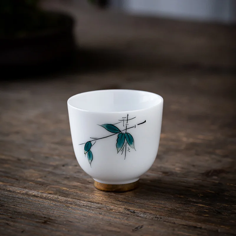 

white porcelain kung fu small teacup single ceramic mug tea appreciation cup tea bowl hand painted tea tasting cup wholesale