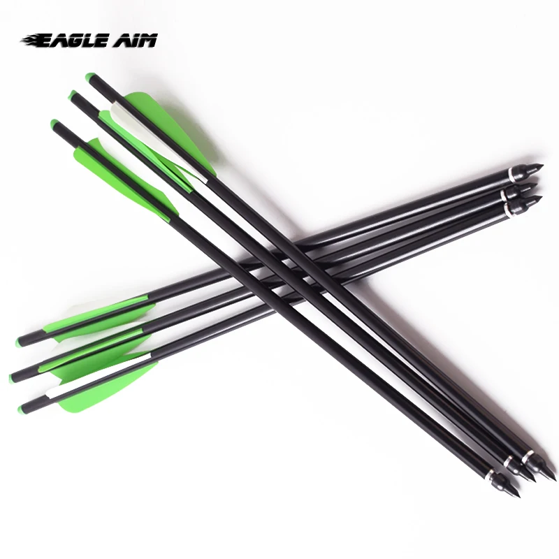 

12PCS 16 20 inch Fiberglass Crossbow Arrows Bolts 4 inch green White TPU Palette Fiberglass Arrows