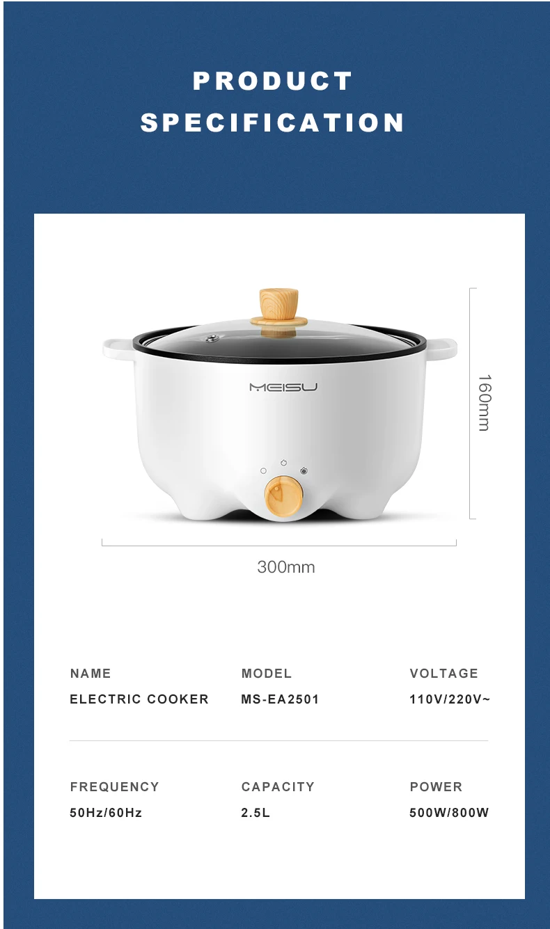 2.5L Capacity Soup/Porridge/Dessert Baby Slow Cooker Electric Multi Cooking Pot 800W 110V or 220V