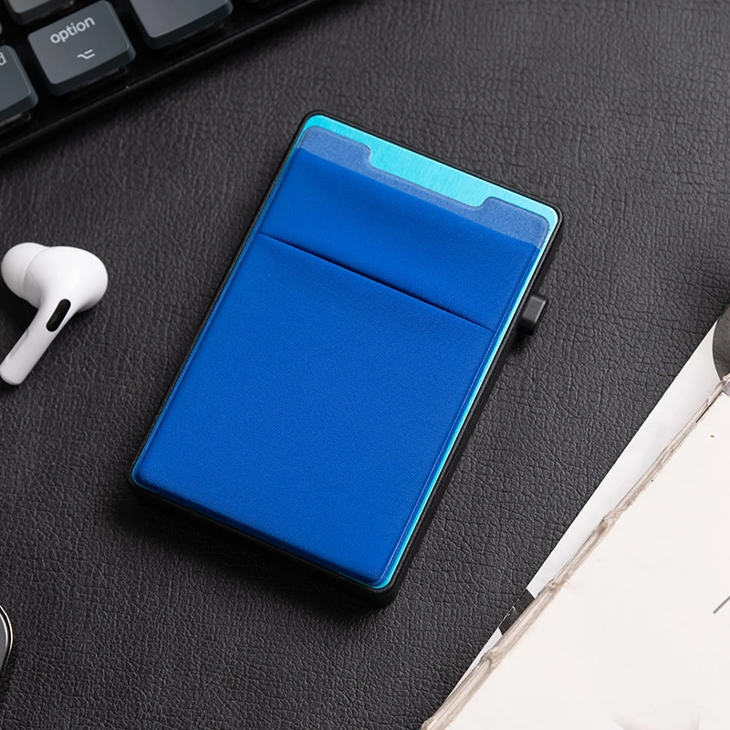 

Aluminum Rfid Wallet Portable Porte Cartes De Credit Minimalist Wallet Card Holder, Black, blue
