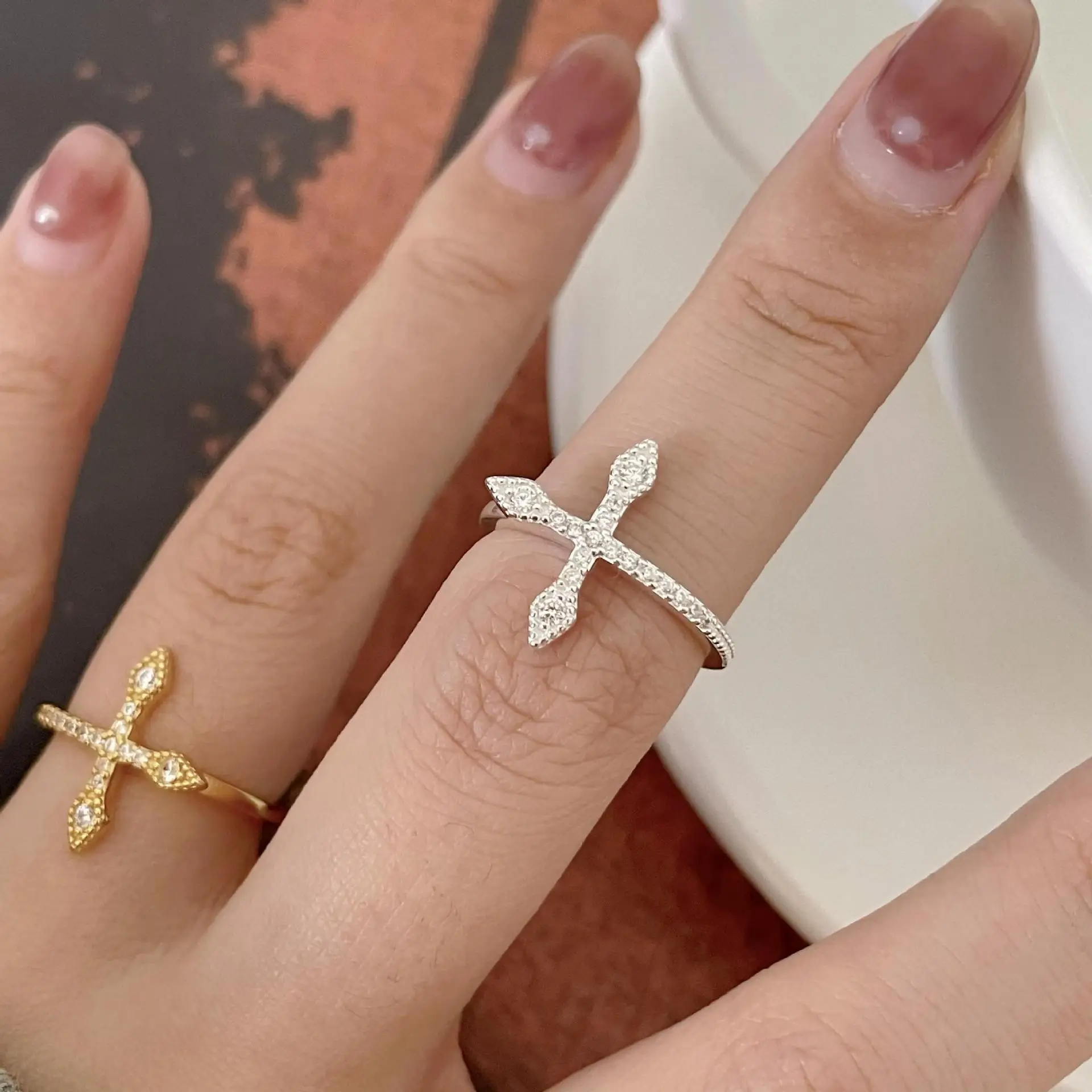 

VIANRLA 925 Sterling Silver Ring Fashion Zircon Jewelry Religious Cross Ring Dropshipping Gifts Minimalist Style Laser Logo