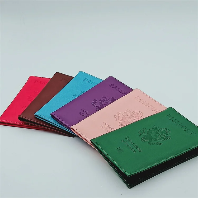 

Wholesale Customized The United States of America Passport Holder Shinny Surface Multi 10 Colors Debossed Passport Case PU