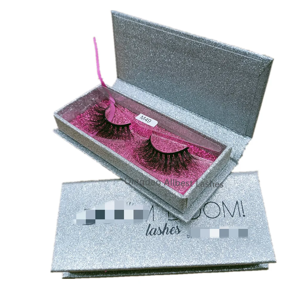 

China manufacture vendor wholesale luxury empty silver glitter lash box package custom empty false eyelash packaging box