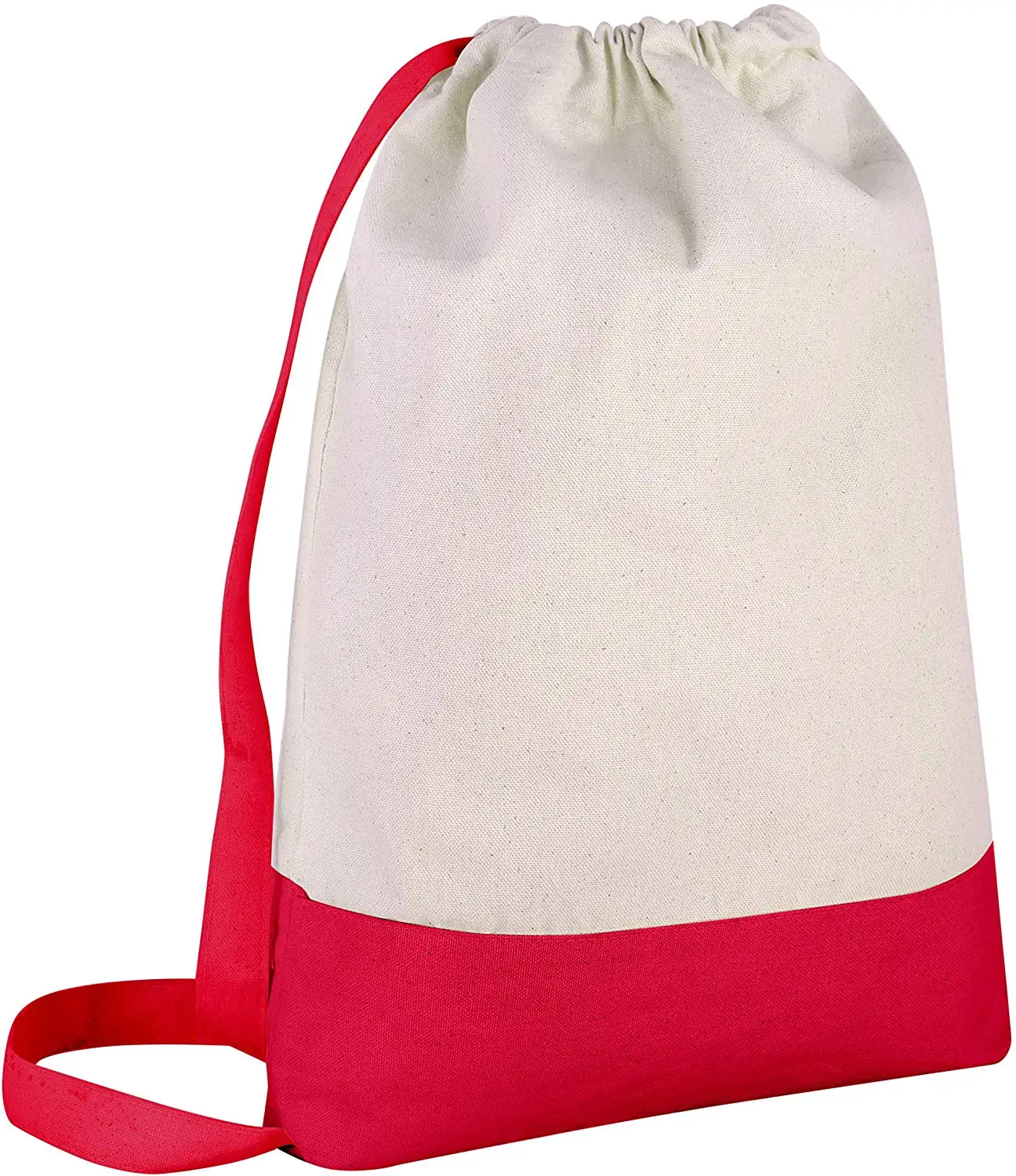 批发定制耐用棉帆布背包包运动健身袋包与可调节肩带洗衣抽绳袋