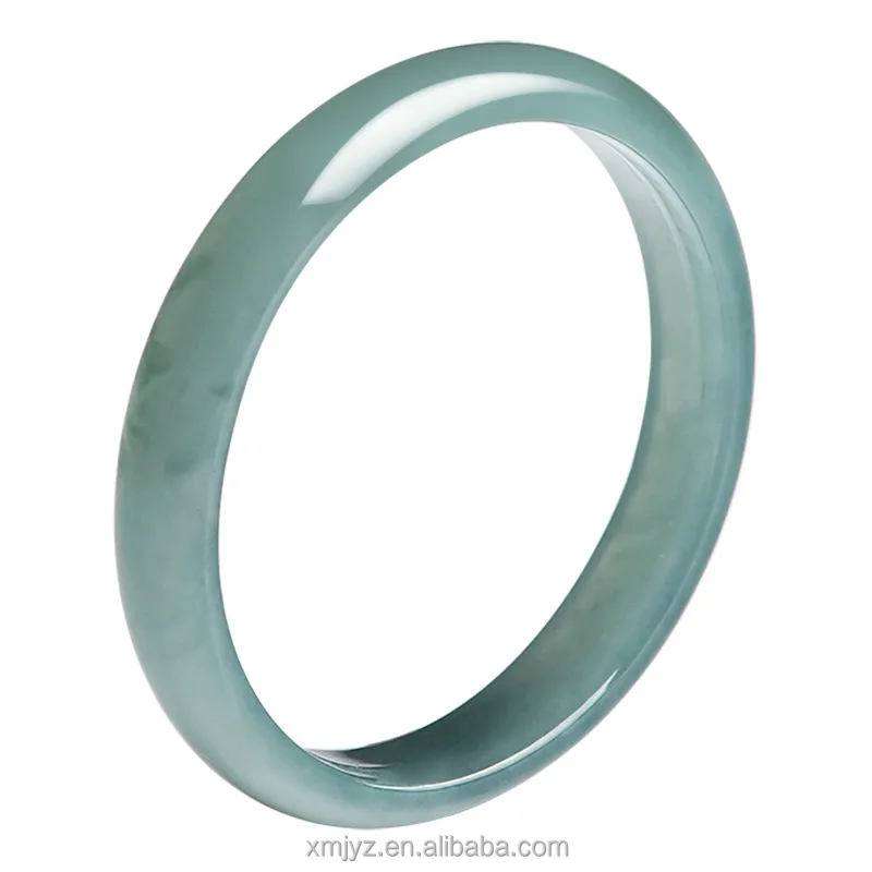 

Certified Grade A Natural Mineral Wood Emerald Blue Water Ring For Lovers Ice Jade Jade Ring Sifang Jade