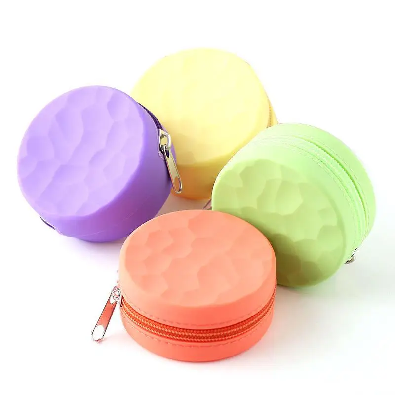 

Macaron Candy Color Novelty Silicone Zipper Earphone Holder Organizer Bag Round Coin Purse