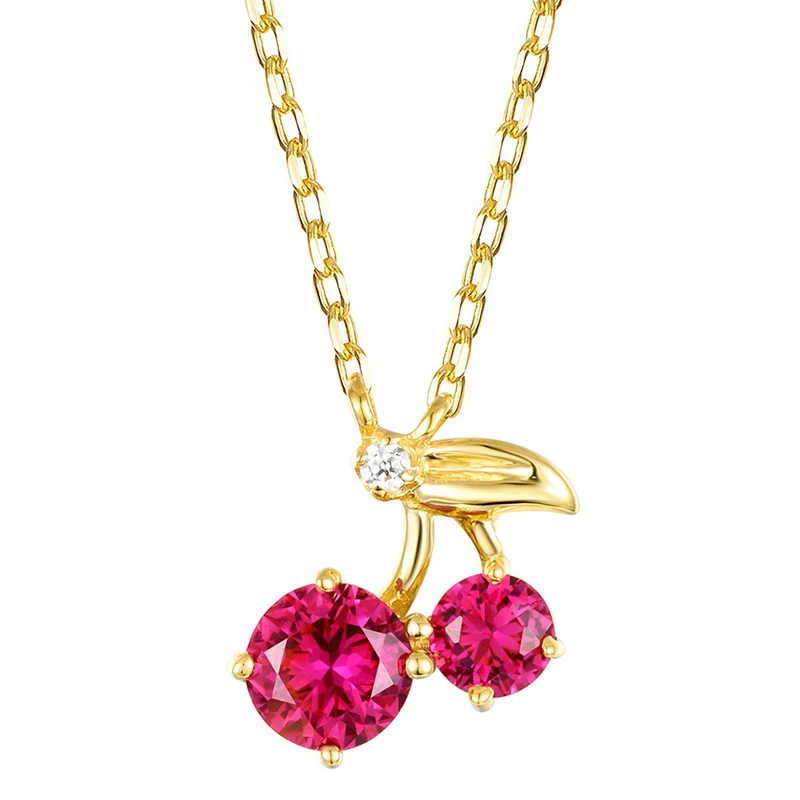

Fashion Cute Crystal little cherry light luxury 9K GOLD Pendant Necklace