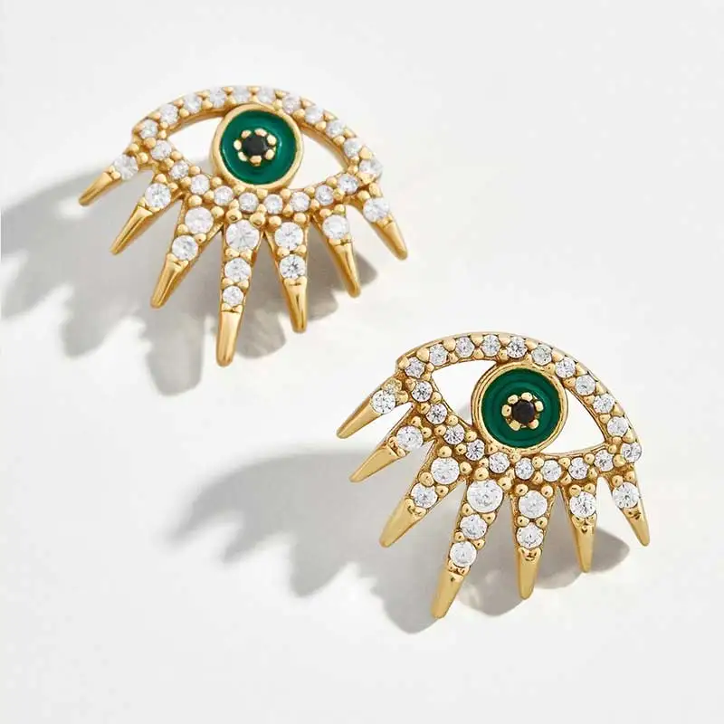 

2020 Minimal Gold Rhinestone Filed Evil Eye Earrings For Women