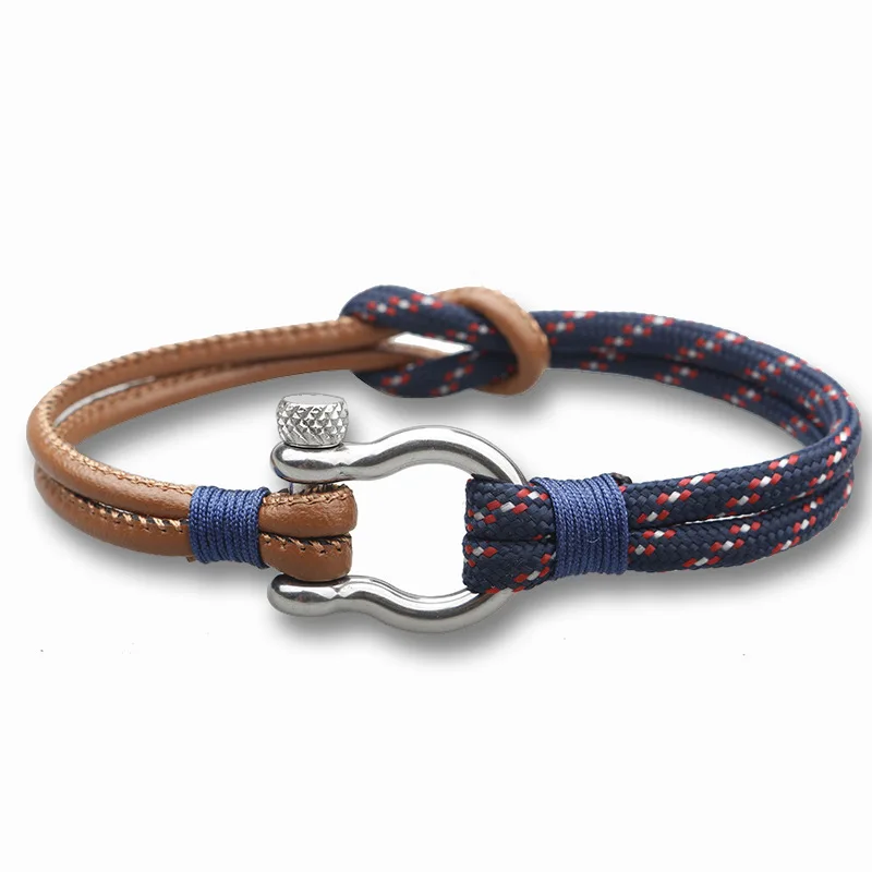 

Knot Bracelet 550 Stainless Steel Buckle Double Layer Sports Camping Paracord Survival Bracelet, As picture shows