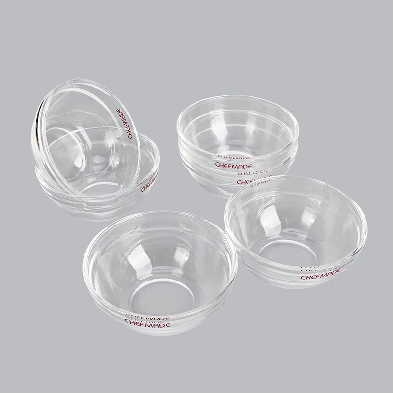 

CHEFMADE 6PCS 10CM Food Grade Glass Partition Bowl For Kitchen Prepare Dessert Dips And Candy Dishes Or Nut Bowls, White