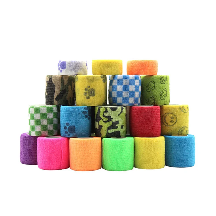 

Custom Colored Weightlifting Sports Thumb Finger Cotton Self-adhesive Sport Strapping Tape Kinesiology Cohesive Bandage, Multi plain colors and printing patterns