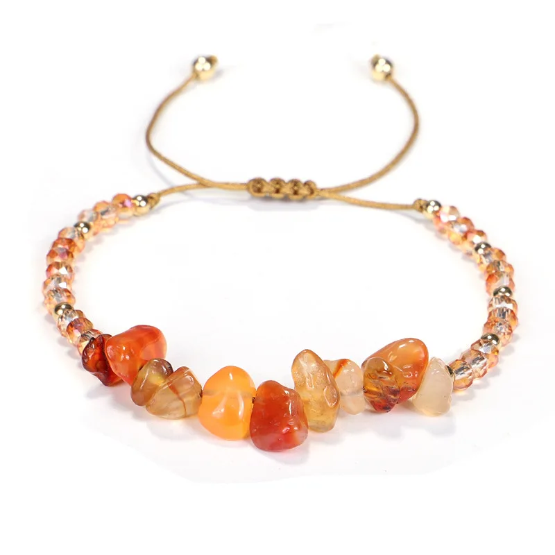 

JC crystal women irregular natural stone beaded bracelet small crystal adjustable beaded bracelets