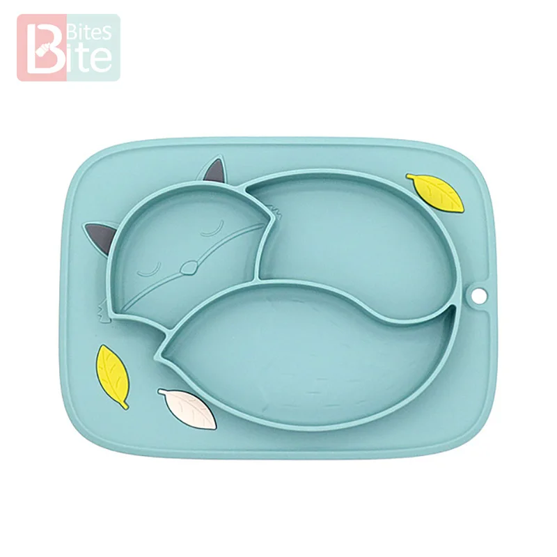 

Color matching soft MOE fox platinum siliconel plate integrated children non-slip separate plate sucker bowl