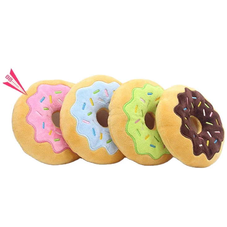 

Simulation Doughnut Plush Squeaky Dog Toy Plush Soft Pet Cats Bite Resistant Dog Chew Toy With Squeaker Dog Toy, Yellow/blue/green