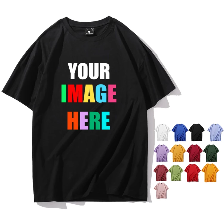 

wholesale 100% cotton women men printed round neck unisex t-shirt drop shoulder custom dtg print logo tshirt