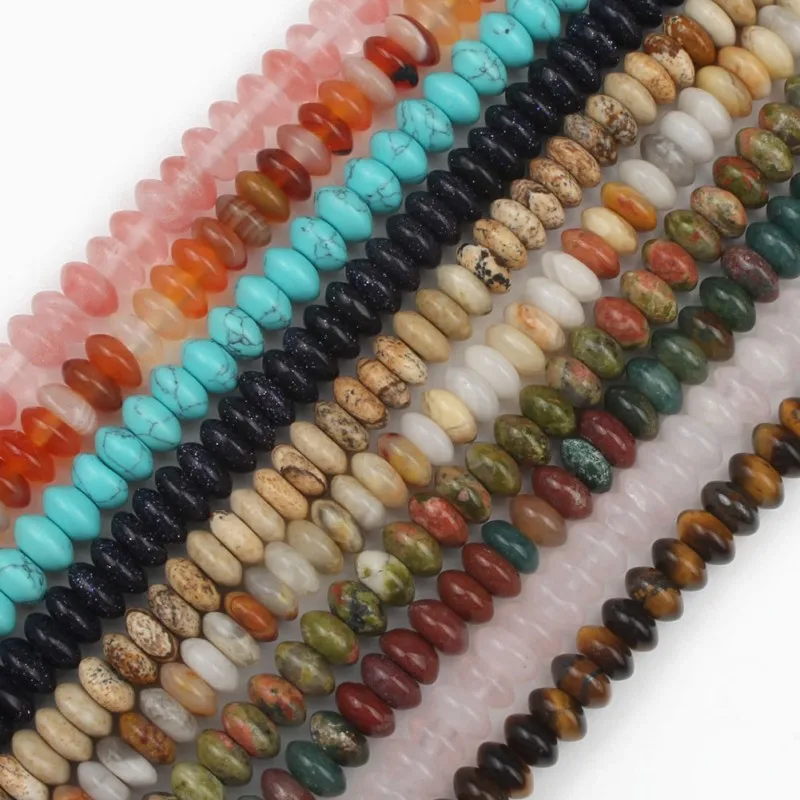 

Wholesale 6MM Natural Stone Beads Rondelle Spacer Loose Beads for Jewelry Making Bracelet
