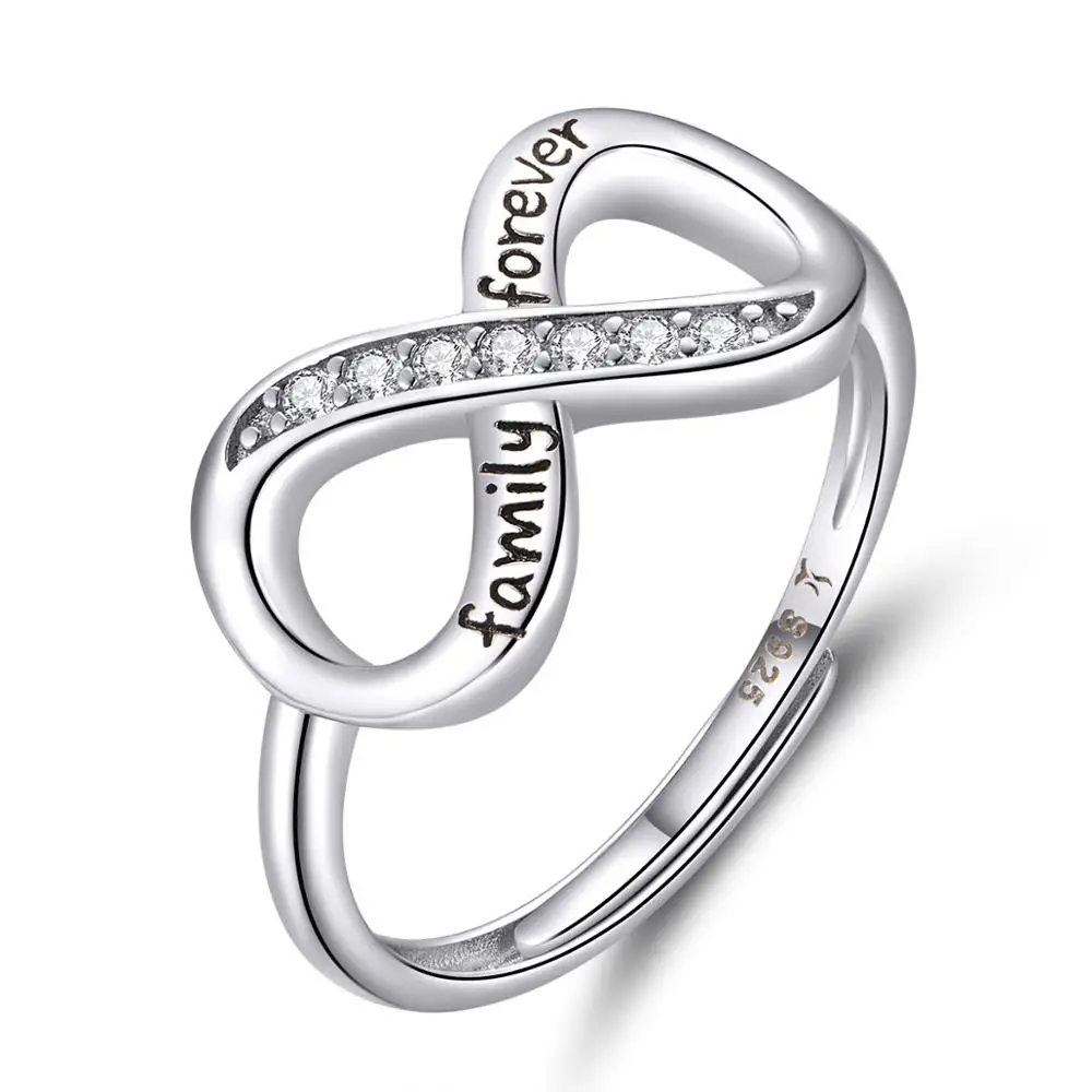 

New Arrival Love Family Forever Finger Ring 925 Silver Adjustable Infinity Rings