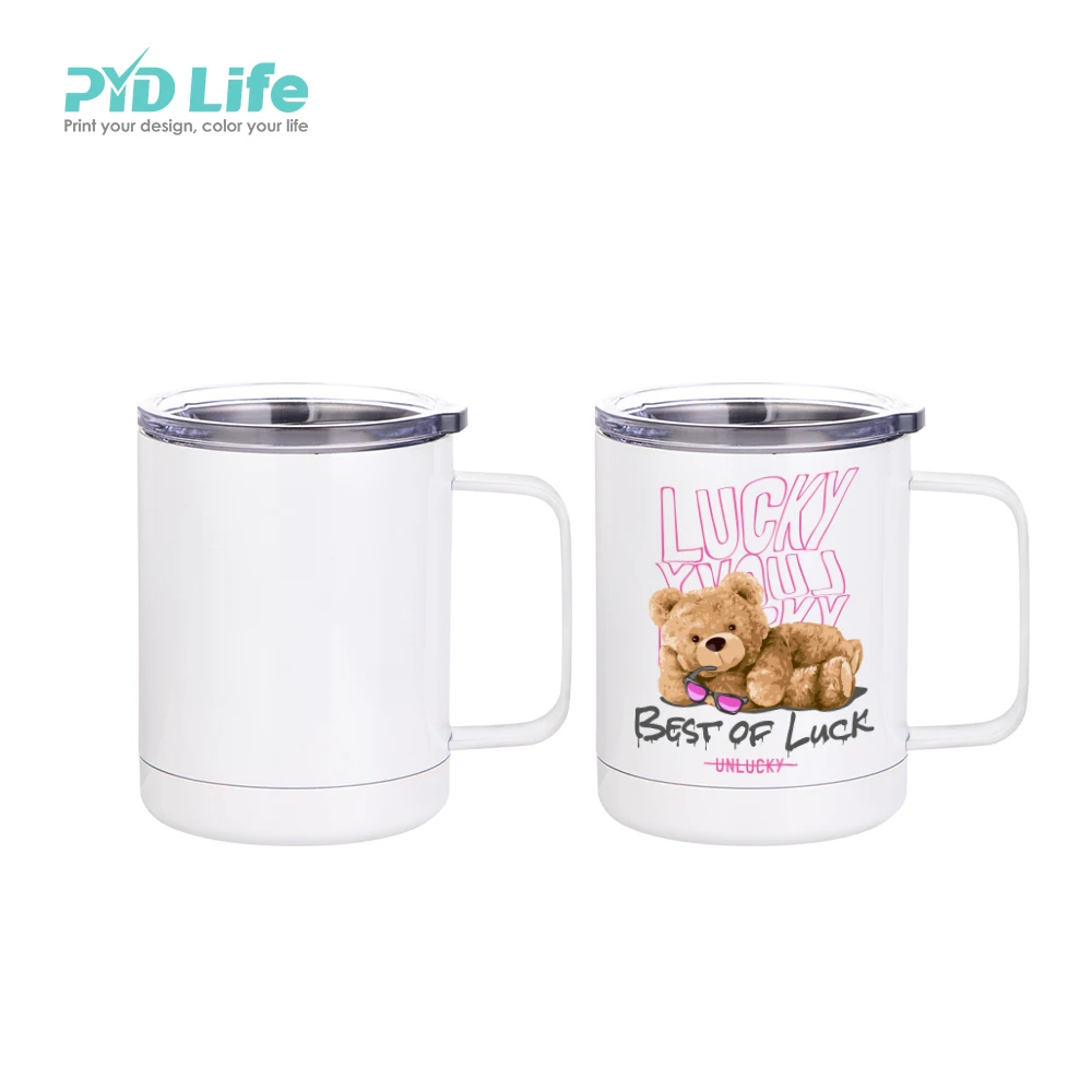 

PYD Life 10 oz Wholesale White Stainless Steel Double Wall Sublimation Coffee Travel Camping Cup Mug