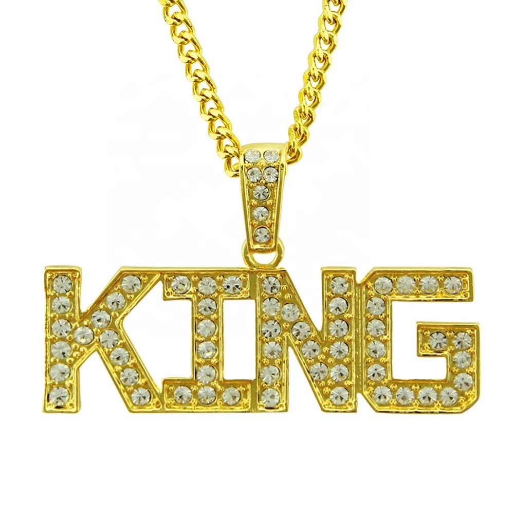 

Personalized Zirconia Hiphop King Necklace With Cuban Chain Fashion Men's Hiphop Pendant, Gold,silver