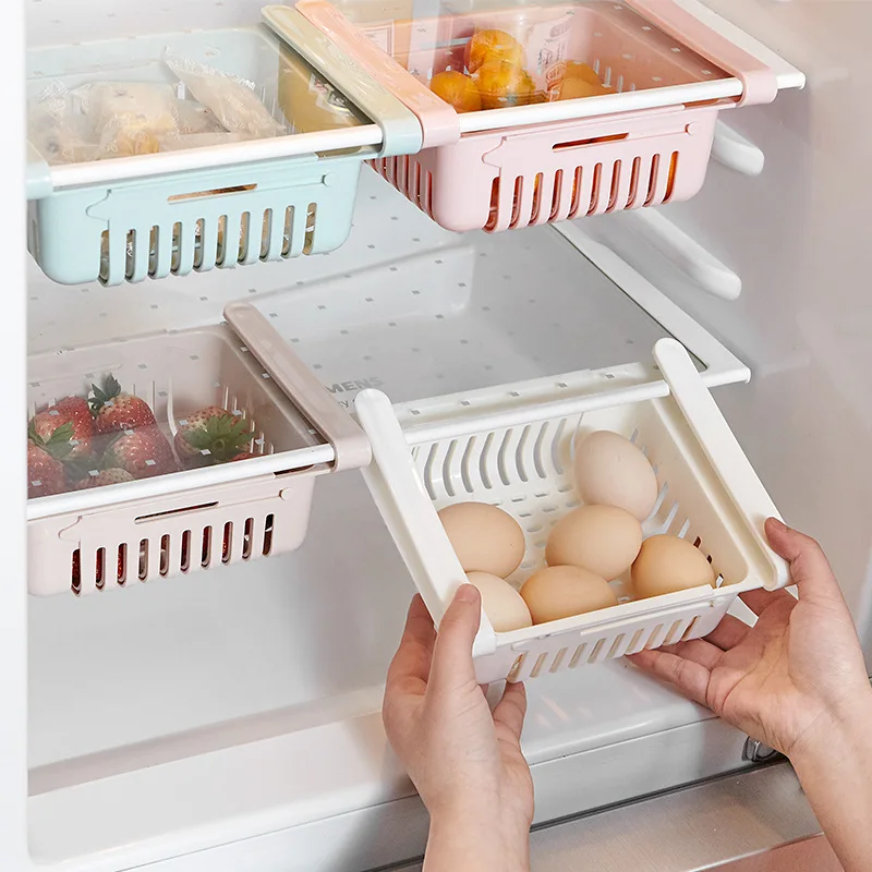 

Refrigerator Drawer Fridge Storage Organizer Bins Fridge Storage Bin, White,pink,blue