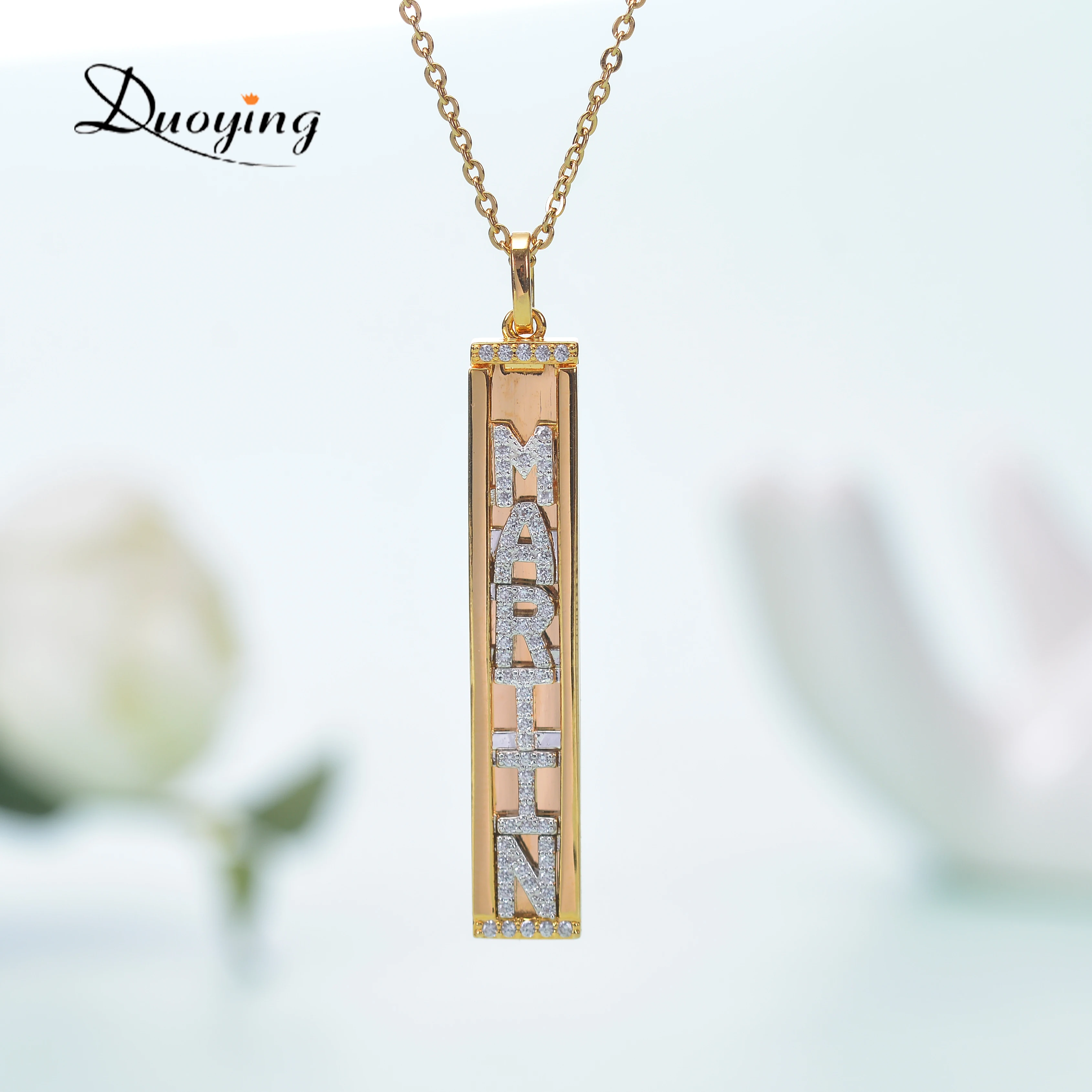 

2020 New Design Gold Plated Necklace Charms Custom Name Necklace Gold Plated Sliding Letter Necklace