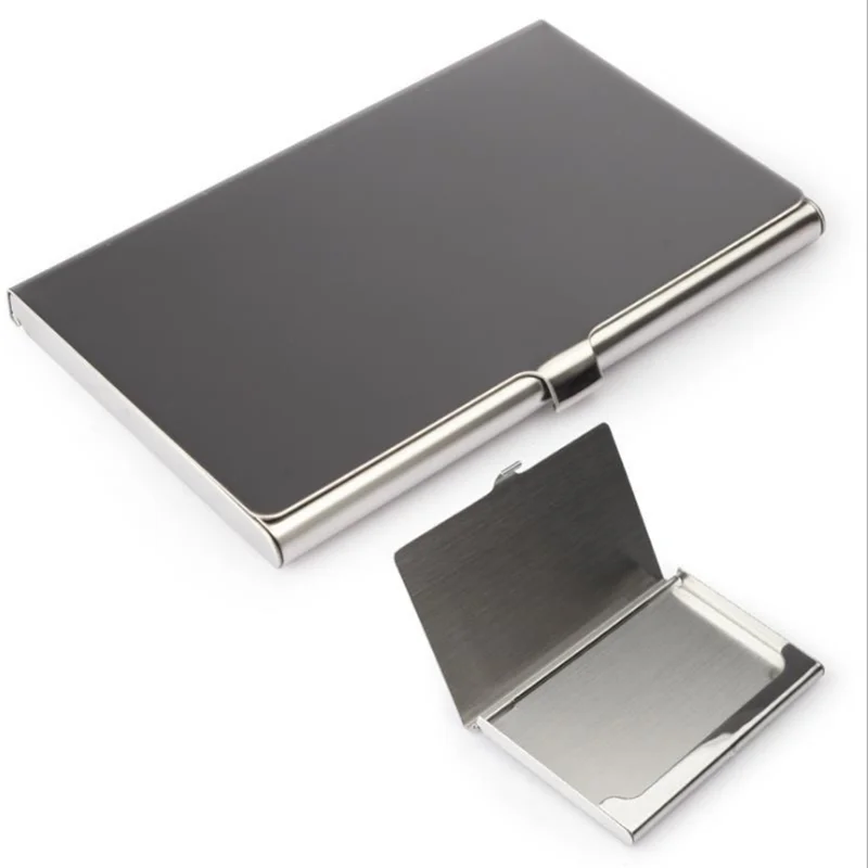 

Super slim Metal Business Card Holder Pocket wallet for Men & Women, Silver, different pattern