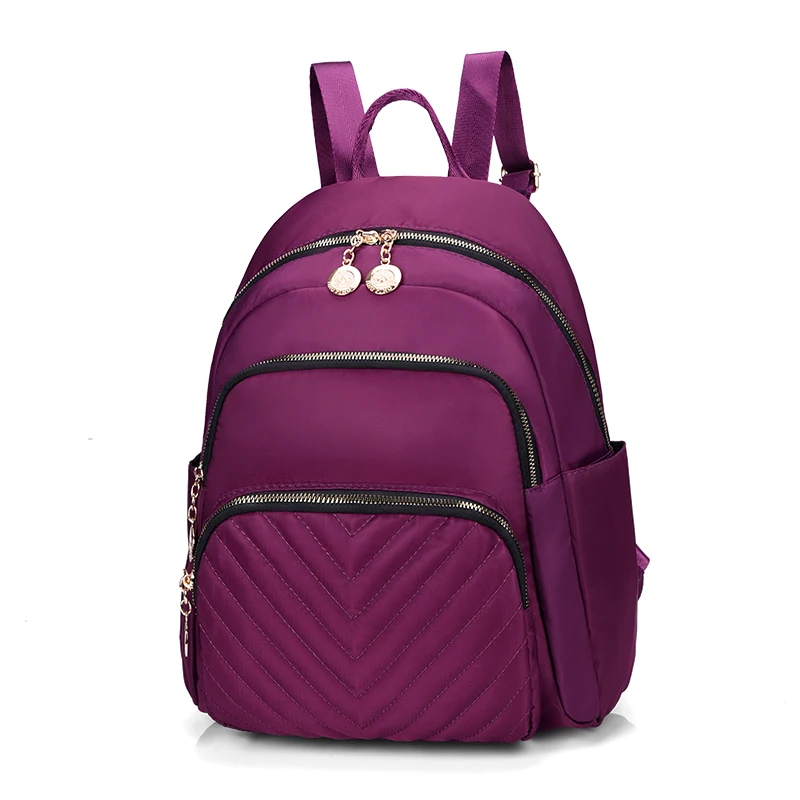 

Free Sample Read to Ship No MOQ Low Price Nylon High Students University Girls Backpack with Many Zipper Pocket Compartments, As picture or as your request