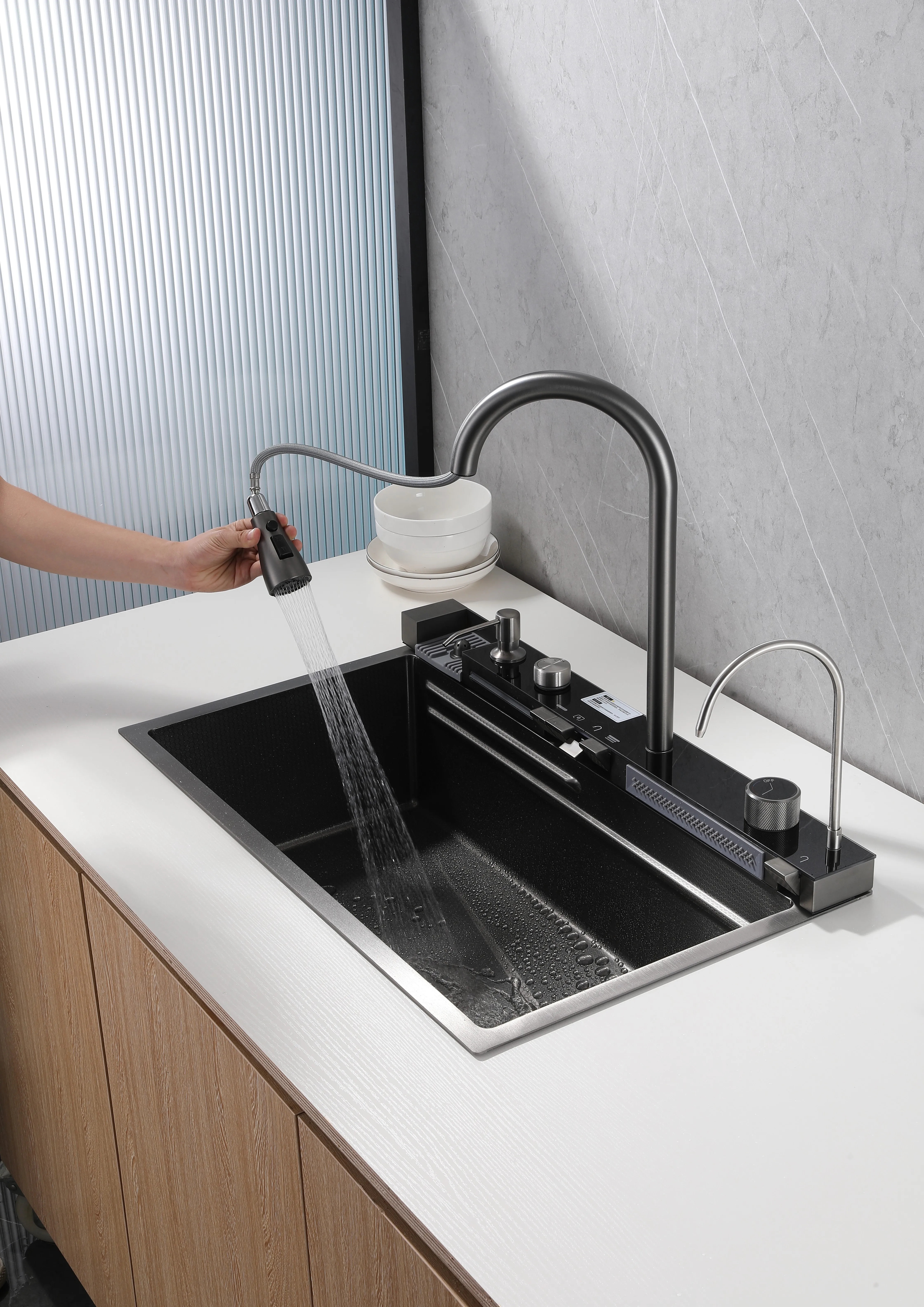 stainless-steel-black-kitchen-sink-7546-nano-coating-diamond-grid-texture-basin-base stainless-steel-black-kitchen-sink-7546-nano-coating-diamond-grid-texture-basin-base