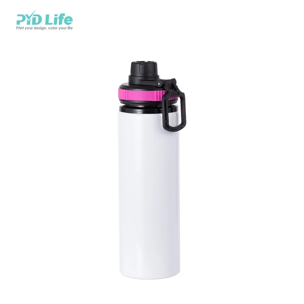 

PYD Life Hot Sale 25 OZ 850 ML Sublimation White Aluminum Sport Water Bottle with Rose Red Cap