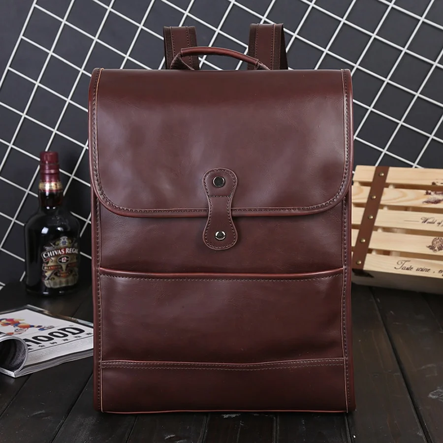 

Three-box Backpack Unisex Vintage Solid Large-capacity Male Travel Leather Rucksack Shoulder School Bag Outdoor Casual Backpack, Customized