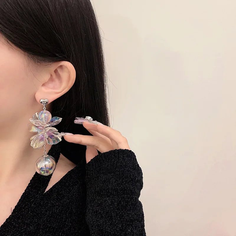 

New Trendy Design Vintage Transparent Glass Ball Pendant Earrings Jewelry For Women