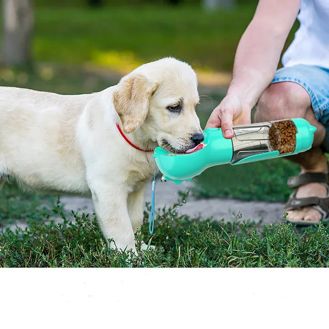 

Multifunction dog food box water feeder poop shovel 300 ml portable pet bowl feeder