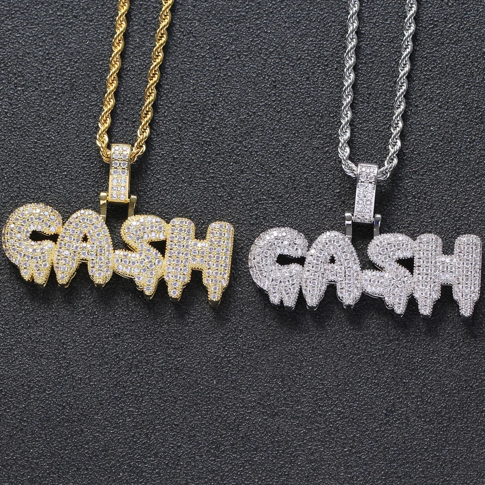 

2021 Sailing Jewelry Iced Out CZ Initial Letter Cash Pendant Necklace For Mens Hip Hop Zircon Initial Letter Cash Necklace