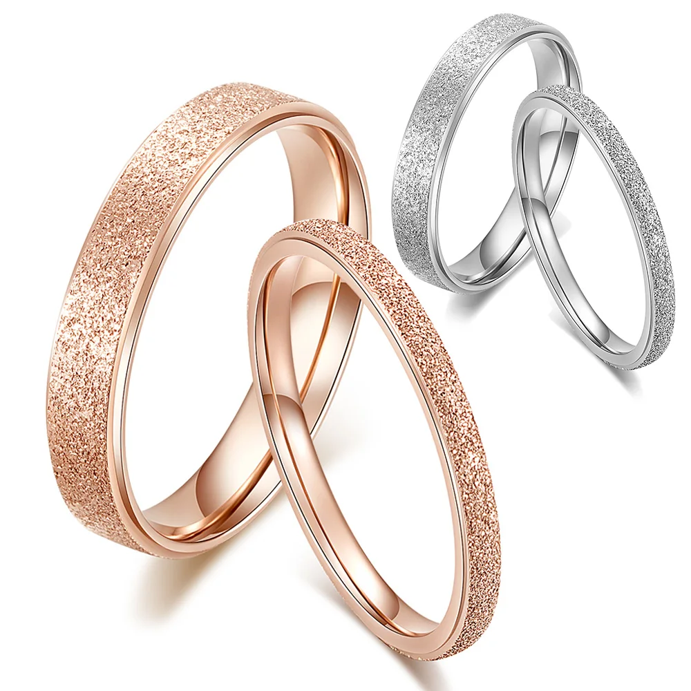 

Classic Simple Matte Narrow/Wide Titanium Steel for Women Trendy Tail Ring Rose Gold/Silver Color Wedding Band Jewelry Gift