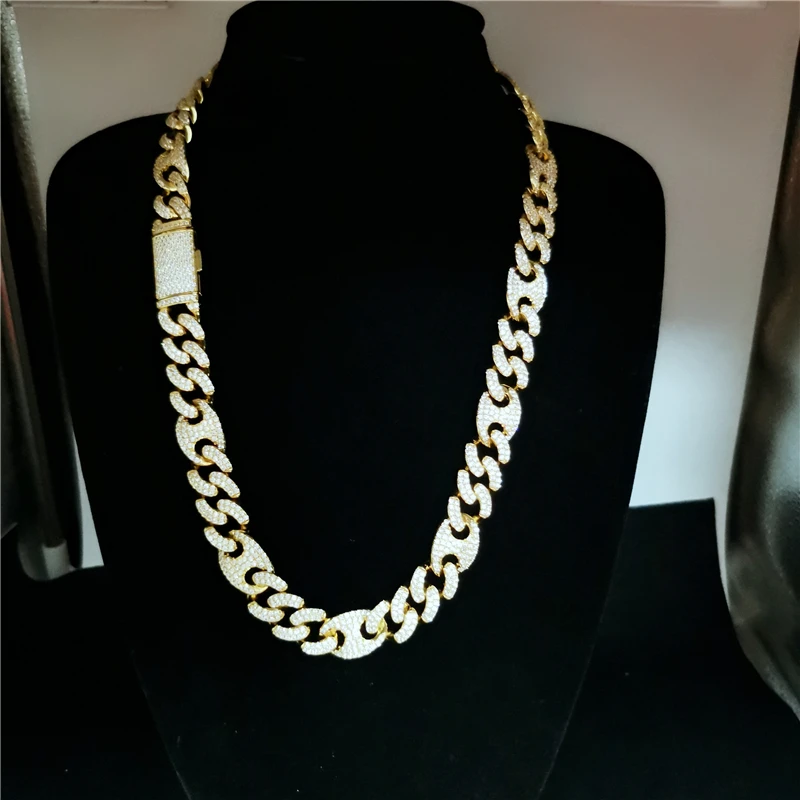 

2020 Zuanfa Jewelry American Style Unique Design Jewelry 18K Gold Diamond Jewelry Men Necklace