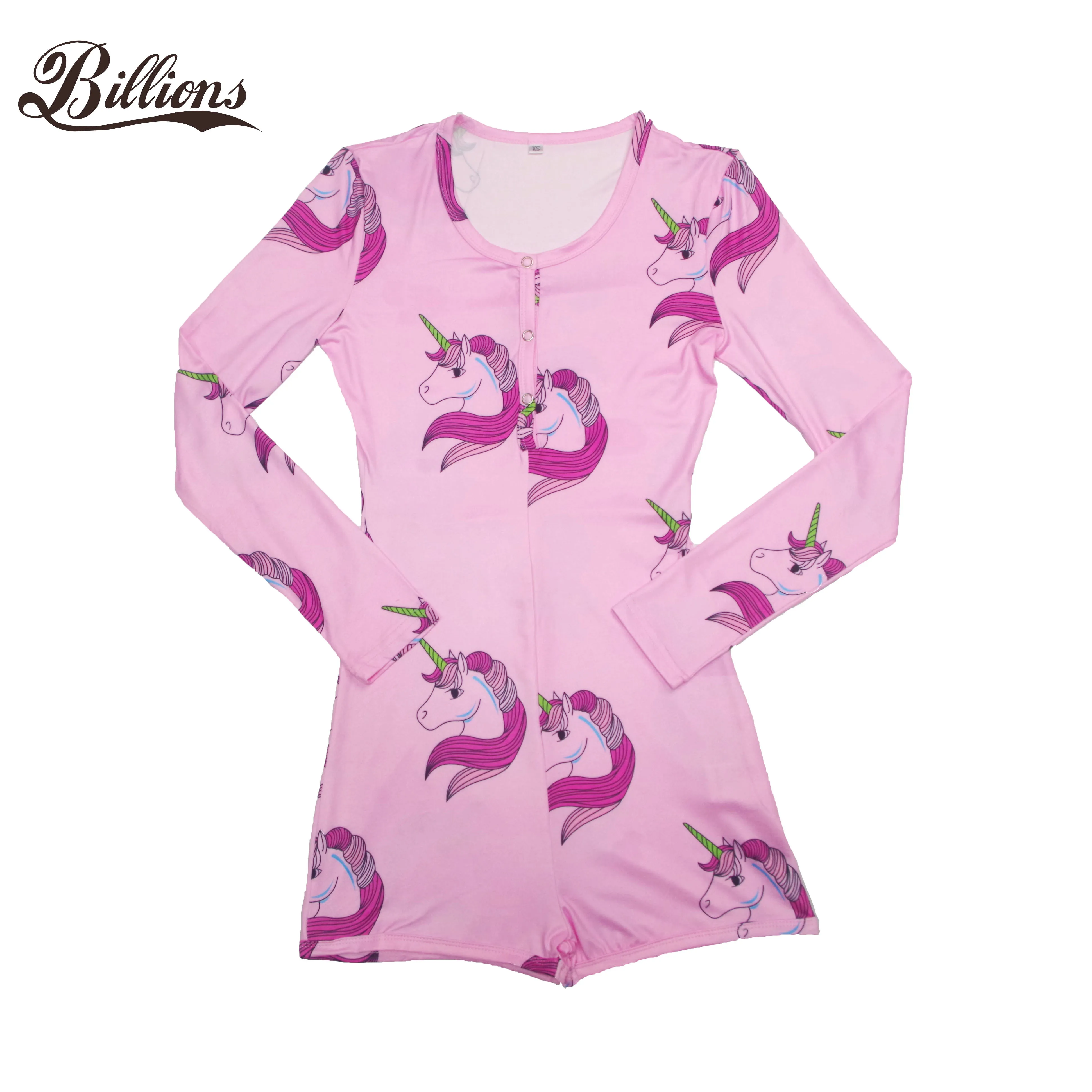 

Cheap Wholesale Stretch Bodycon Animal Pink Unicorn Jumpsuits Adult Customized Onesie Romper, Picture color