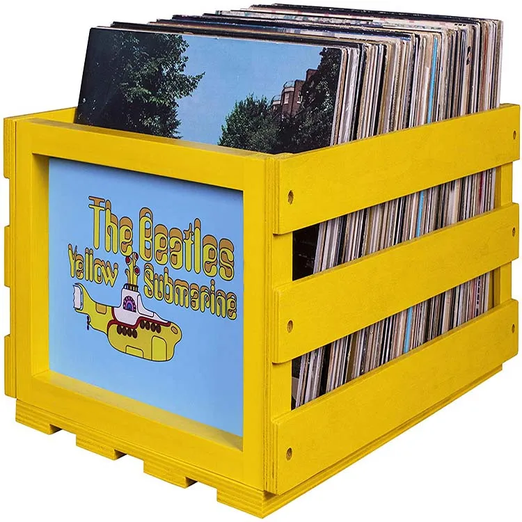 

Record Storage Crate Holds up to 75 Albums,Yellow, Customized color