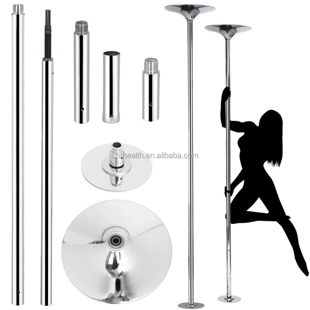 

45mm Stainless Steel Portable Pole Fitness Spin Stripper Dance Pole Kit for Exercise Club Party Pub Home, Siliver ,gold