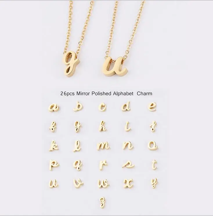 

Jewelry new design 26 letter gold silver stainless steel 18inch beauty collarbone chains Pendant Necklaces for girls