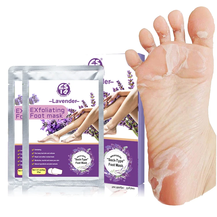 

Private Label Exfoliating Foot Peel Mask Baby Soft Feet Skin Care Peeling Calluses Smooth Natural Lavender Foot Peel Mask