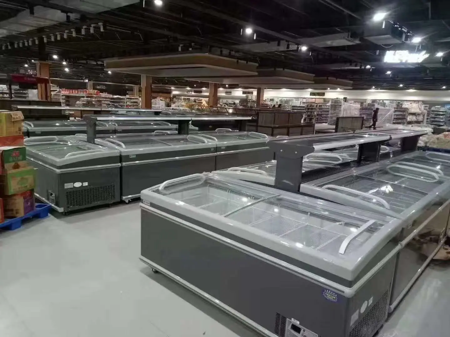 850l Supermarket Ice Cream Freezer Sliding Glass Door Deep Display