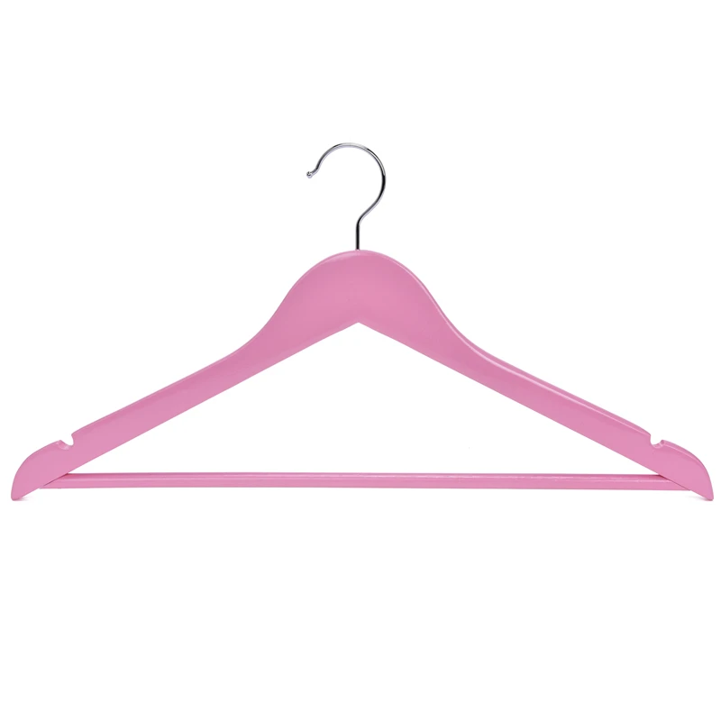 Wooden Hanger Manufacturer Custom Pink Colored Wooden Clothes Hanger ...