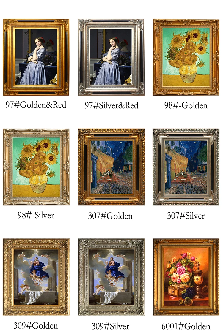 Wall Frame Design Large Golden Leaf Rococo Classical Wooden Oil